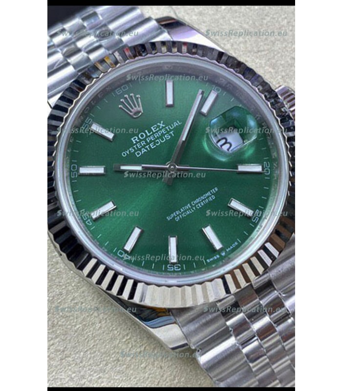 Rolex Datejust 41MM 126334 Swiss Replica in 904L Steel in Green Dial - 1:1 Mirror Replica