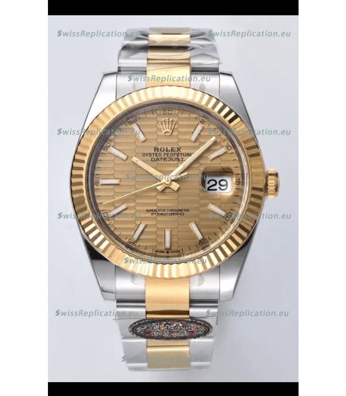 Rolex Datejust Cal.3235 Movement 1:1 Mirror Replica 904L Steel 41MM - Gold Fluted Motif Dial