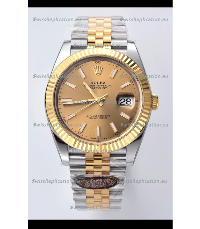 Rolex Datejust 126333 41MM Cal.3235 Swiss 1:1 Mirror Replica Watch in 904L Pale Gold Dial