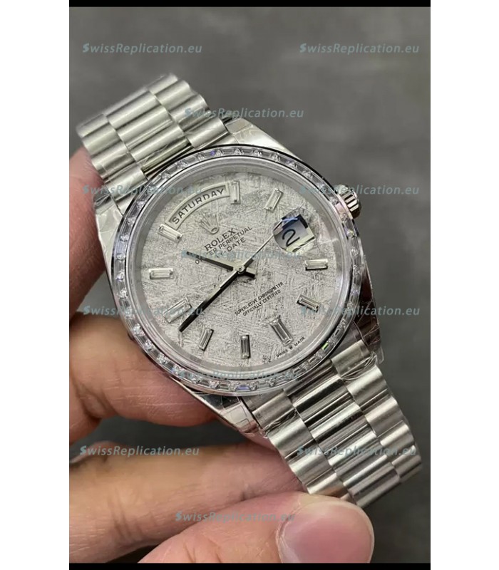 Rolex Day Date Presidential Stainless Steel Meteorite Dial Watch 40MM - 1:1 Mirror Quality