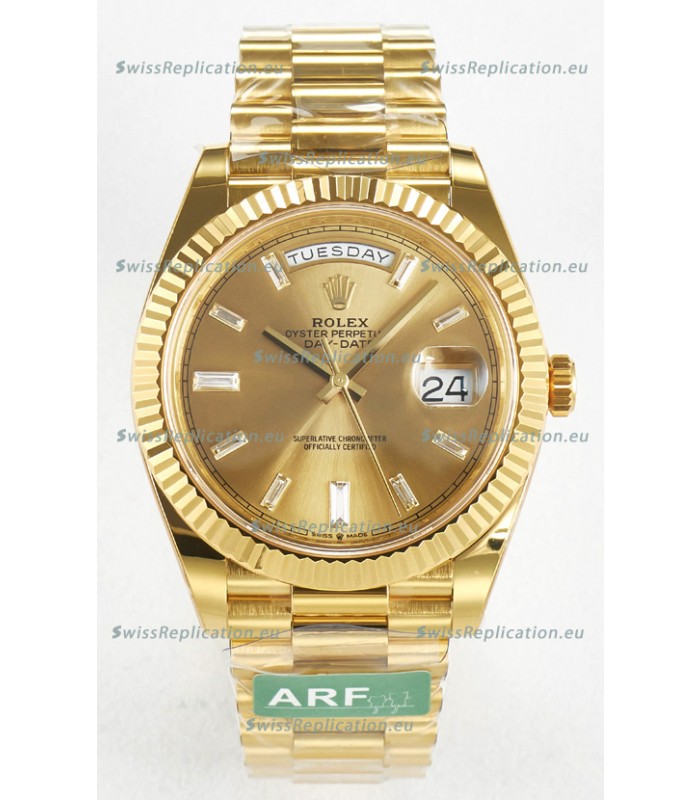 Rolex Day Date Super Clone 18K Yellow Gold Watch 40MM - Gold Dial 1:1 Mirror Quality