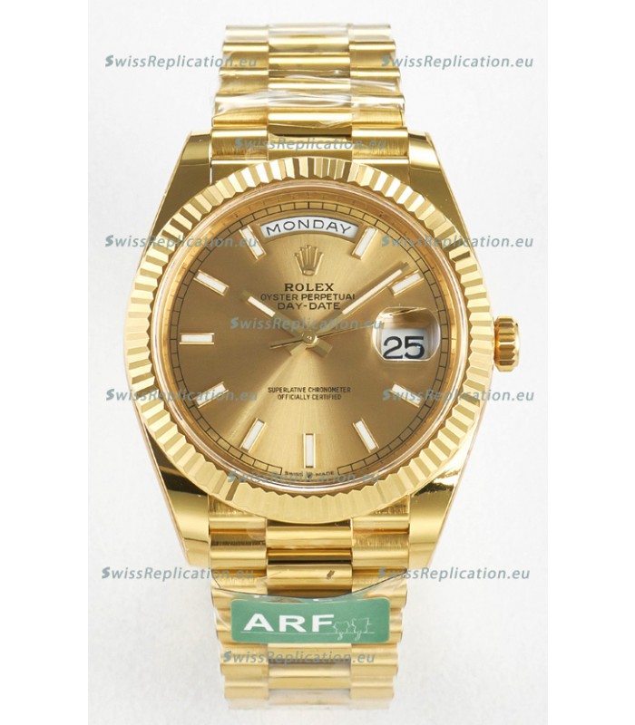 Rolex Day Date Super Clone 18K Yellow Gold Watch 40MM - Gold Dial 1:1 Mirror Quality
