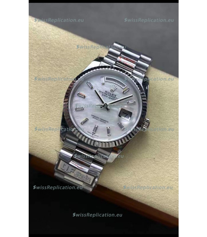 Rolex Day Date Super Clone 904L Stainless Steel Watch 40MM - Mother of Pearl Dial Mirror Quality 