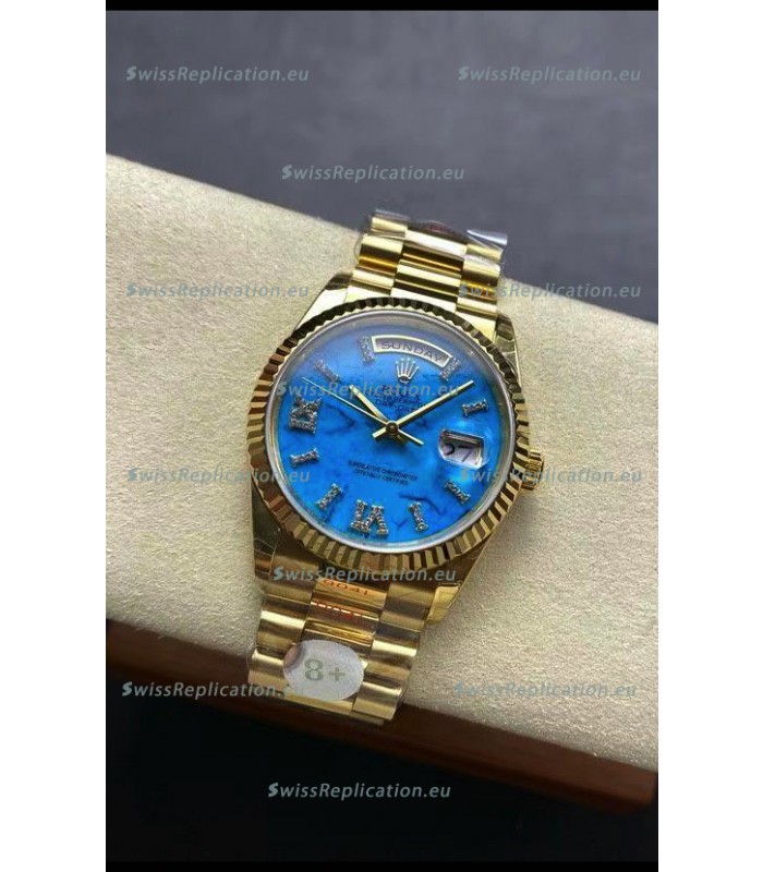 Rolex Day Date Turquoise Set 18K Yellow Gold Watch 36MM - 1:1 Mirror Replica Watch 