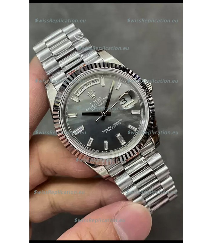 Rolex Day Date Presidential Stainless Steel Grey Pearl Dial Watch 40MM - 1:1 Mirror Quality