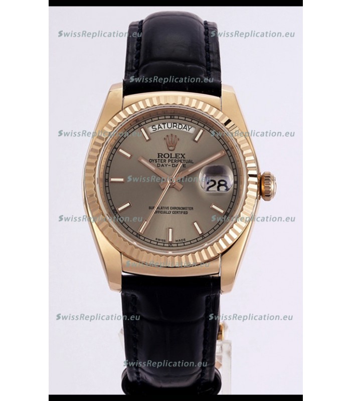 Rolex Day Date Rose Gold 904L Steel Casing Watch in Gold Dial 36MM - 1:1 Mirror Quality
