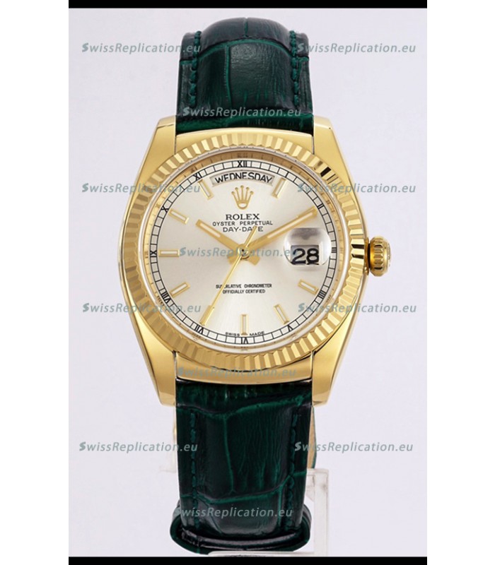 Rolex Day Date Yellow Gold 904L Steel Casing Watch in Steel Dial 36MM - 1:1 Mirror Quality