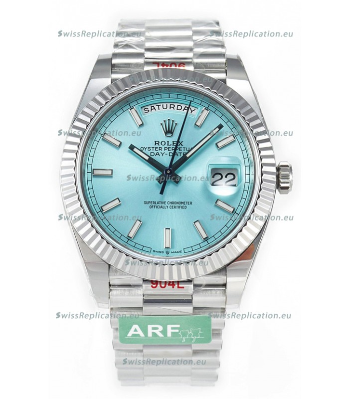 Rolex Day Date 904L Stainless Steel Tiffany Blue Stick Dial Watch 40MM - 1:1 Mirror Quality