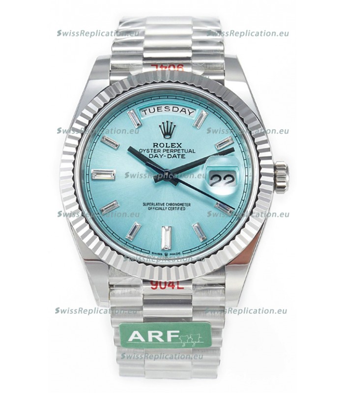 Rolex Day Date 904L Stainless Steel Tiffany Blue Diamonds Dial Watch 40MM - 1:1 Mirror Quality