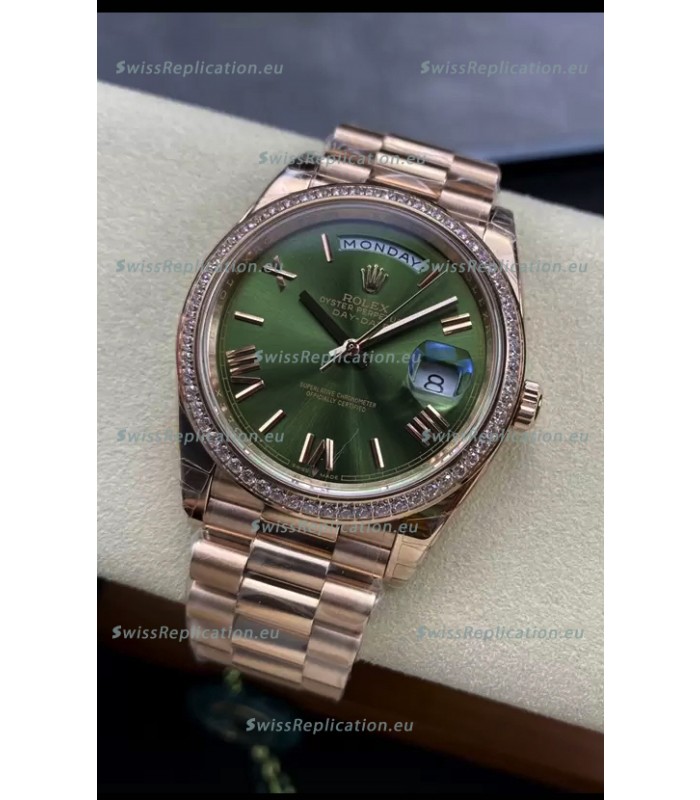 Rolex Day Date Presidential 18K Rose Gold Watch 40MM - Olive Green Dial 1:1 Mirror Quality