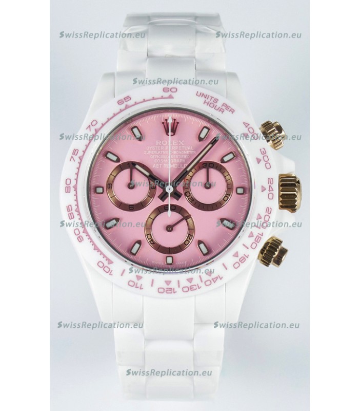 Rolex Daytona AET Remould Pink Dial Full Ceramic Strap Watch in Cal.4130 Movement