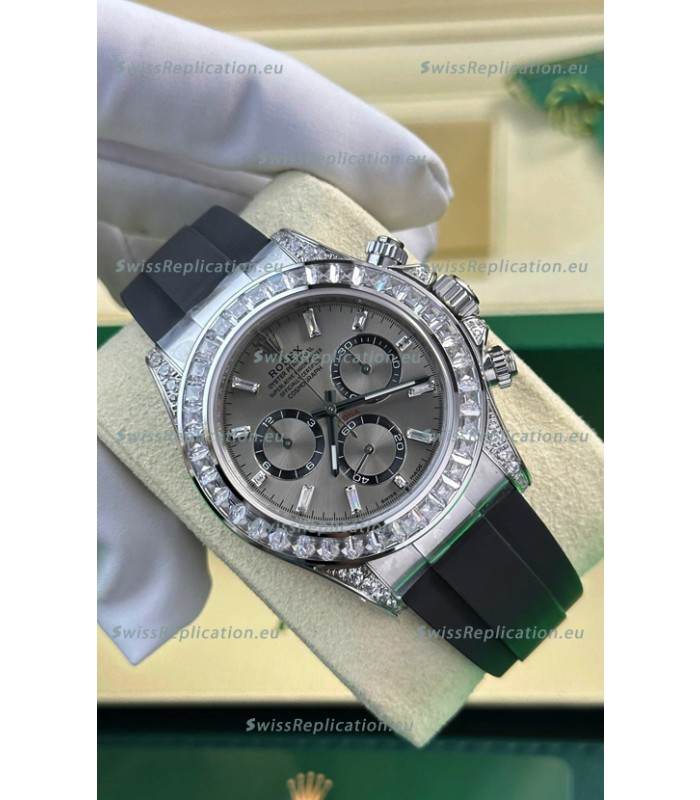 Rolex Daytona Super Clone White Gold Casing Steel Dial Cal.4131 Movement Watch Custom Sapphires Bezel