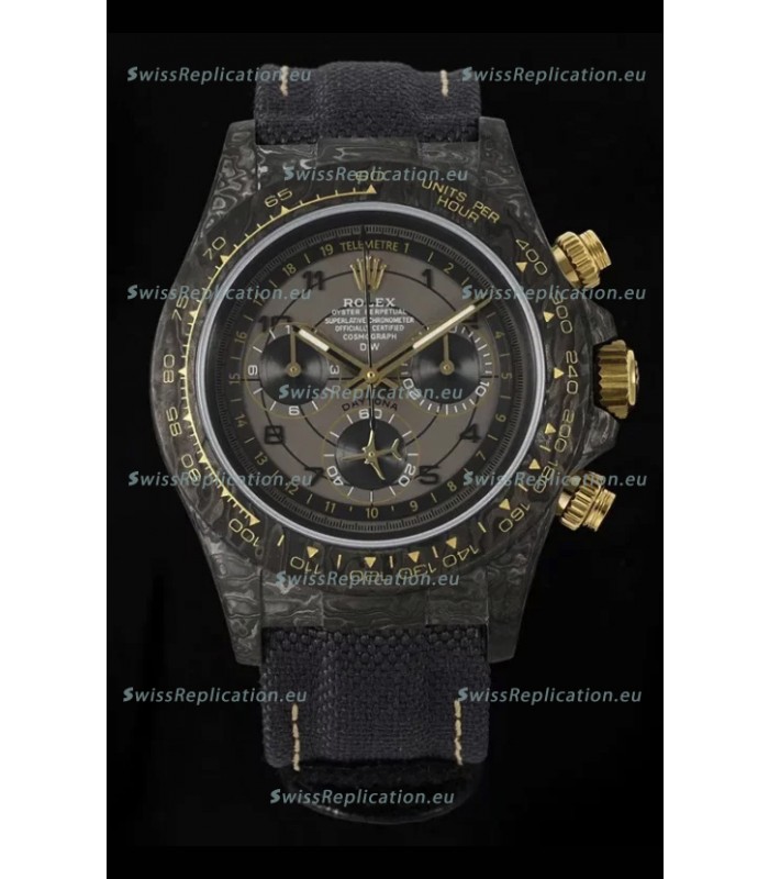 Rolex Daytona Super Clone Watch in Grey Dial Grey Carbon Casing 1:1 Mirror Replica