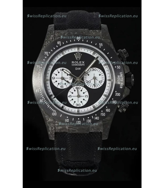 Rolex Daytona Super Clone DiW Paul Newman Carbon Edition Watch - Forged Carbon Casing Black Strap 1:1 Mirror Replica