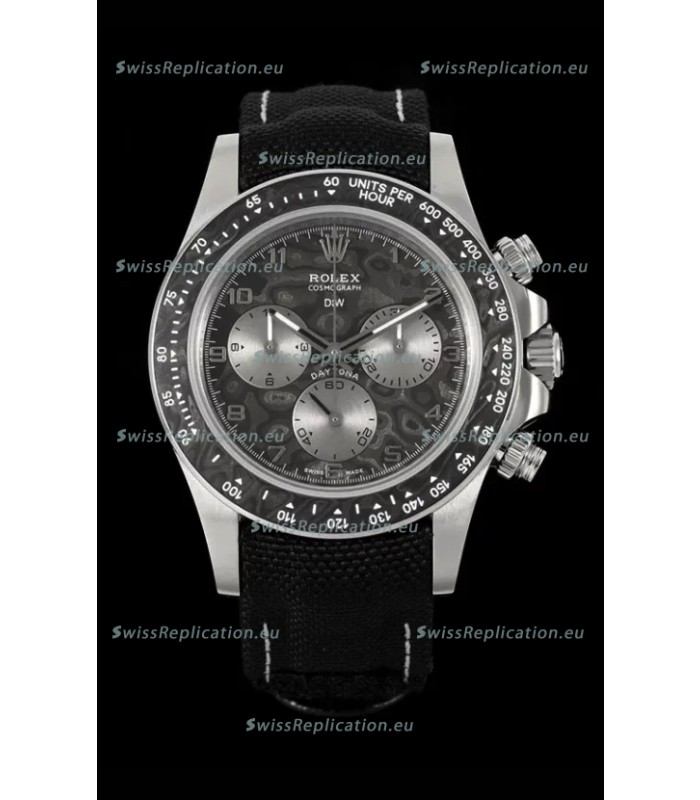 Rolex Daytona Super Clone DiW Exceptional-1 Stainless Steel Watch in Black Carbon Dial 1:1 Mirror Replica Watch
