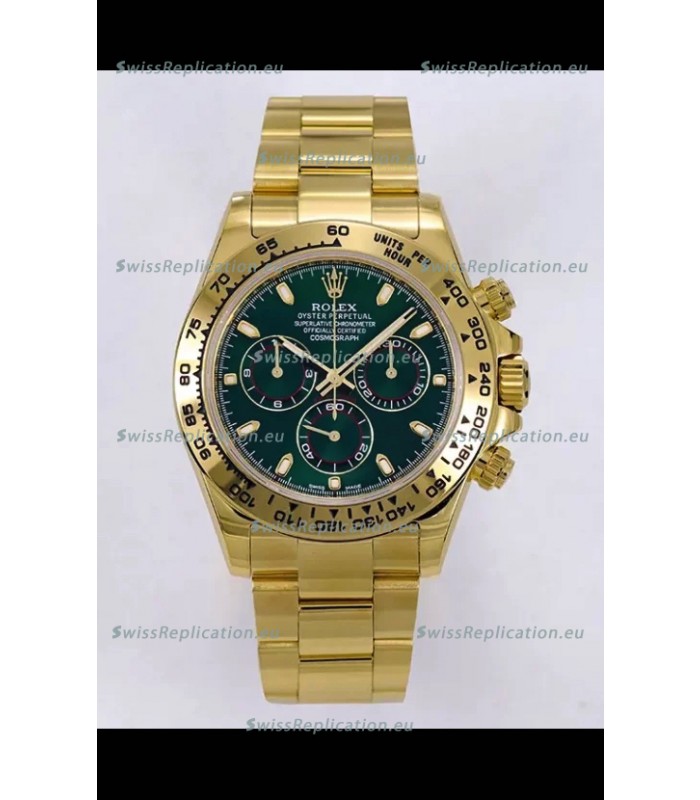 Rolex Daytona John Mayer Super Clone 116508 Yellow Gold Green Dial Cal.4130 Movement Swiss Replica