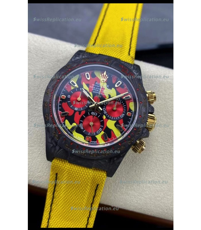 Rolex Daytona DiW Military Yellow Edition Watch - Forged Cabon Casing 1:1 Mirror Replica