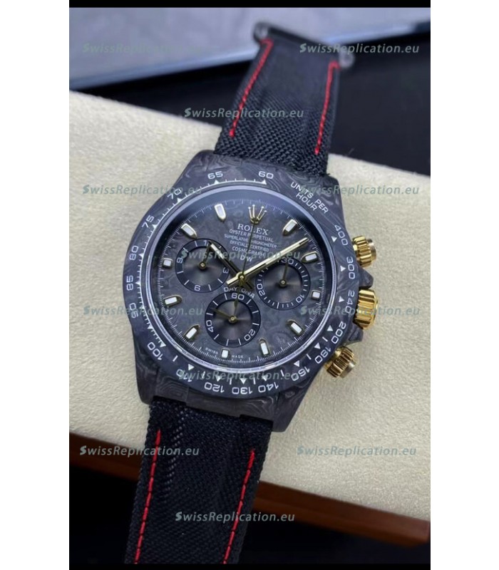 Rolex Daytona DiW Black & Gold Carbon Edition Watch - Forged Cabon Casing 1:1 Mirror Replica