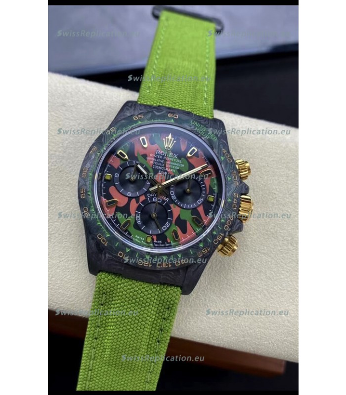 Rolex Daytona DiW Military Green Edition Watch - Forged Cabon Casing 1:1 Mirror Replica