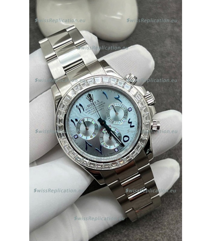 Rolex Cosmograph Daytona ICE Blue Dial Diamonds Bezel Cal.4130 Movement - 904L Steel Watch