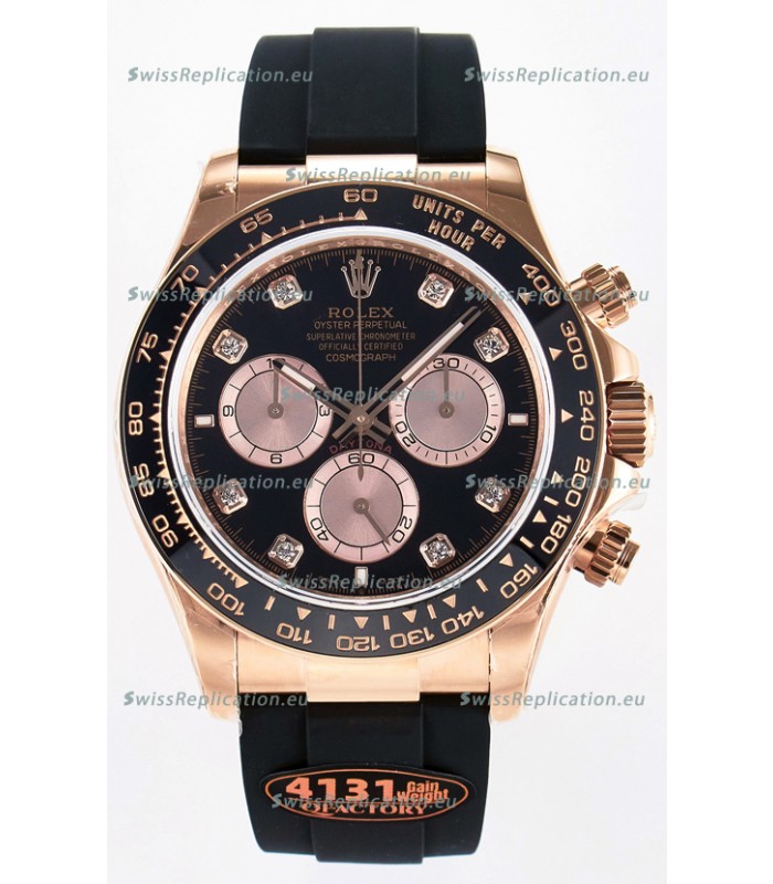 Rolex Cosmograph Daytona M126515 Rose Gold Black Diamonds Dial Original Cal.4131 Movement Watch 