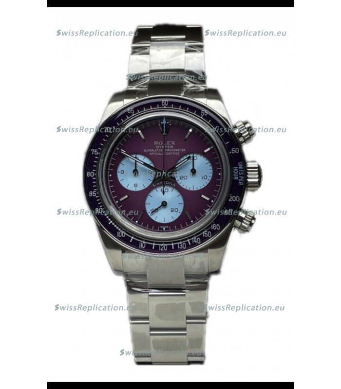 Rolex Daytona 116508 Warm Burgundy De Geneve Stainless Steel Watch Swiss Replica 