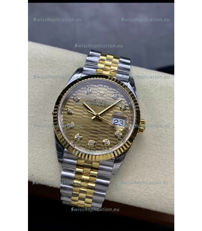 Rolex Datejust Cal.3235 Movement 1:1 Mirror Replica 904L Steel 36MM - Gold Fluted Motif Dial