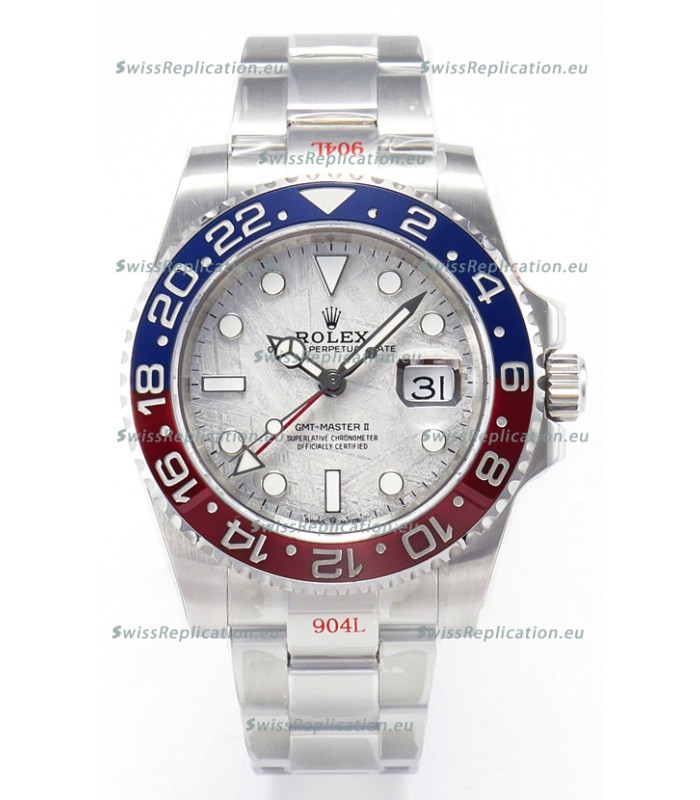 Rolex GMT Masters II Super Clone 126720 Cal.3285 White Meteorite Dial 904L Steel in Oyster Strap Swiss Replica