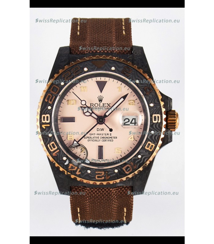 Rolex GMT Masters II Super Clone DiW Edition Swiss Replica Lightweight Carbon Casing Watch 