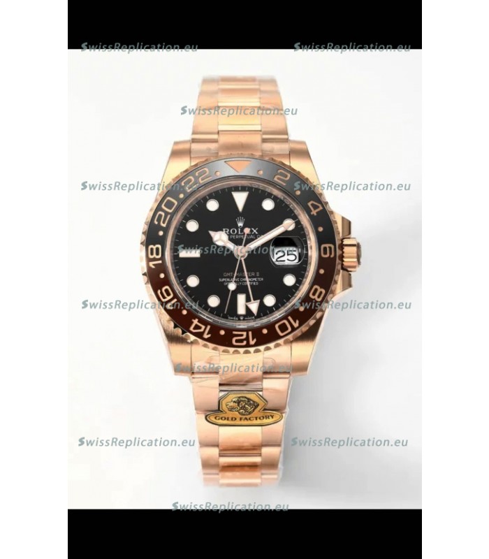 Rolex GMT Masters II Super Clone Root Beer 126711CHNR Rose Black Dial Swiss Replica Watch 