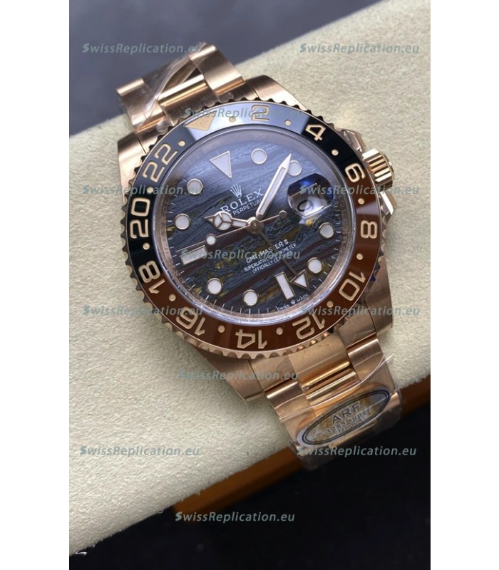 Rolex GMT Masters II Super Clone 126715CHNR Rose Gold Tiger Iron Dial Swiss Replica Watch