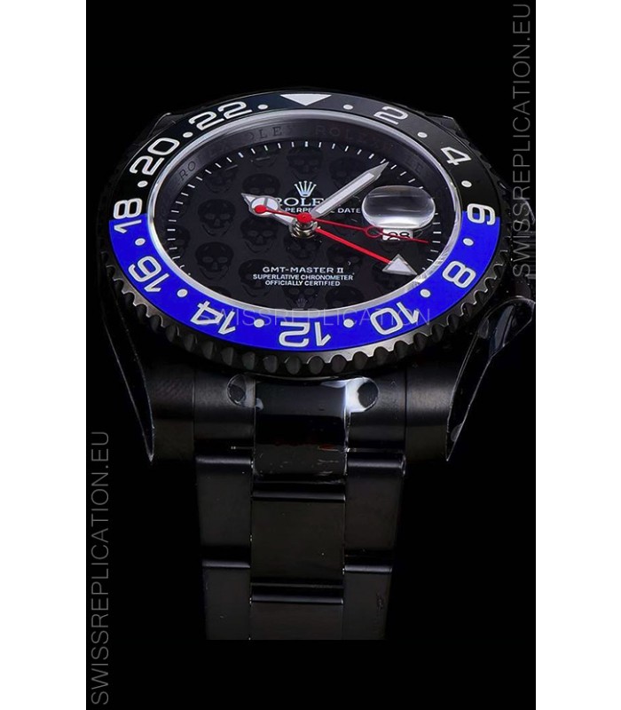 Rolex GMT Swiss "Titan Revenge" Black and Blue Swiss Replica Watch Swiss ETA 3186 Movement 