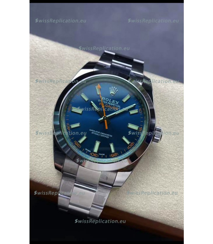 Rolex Milgauss 116400M Swiss Watch with BLUE Dial - Ultimate 904L Steel Watch