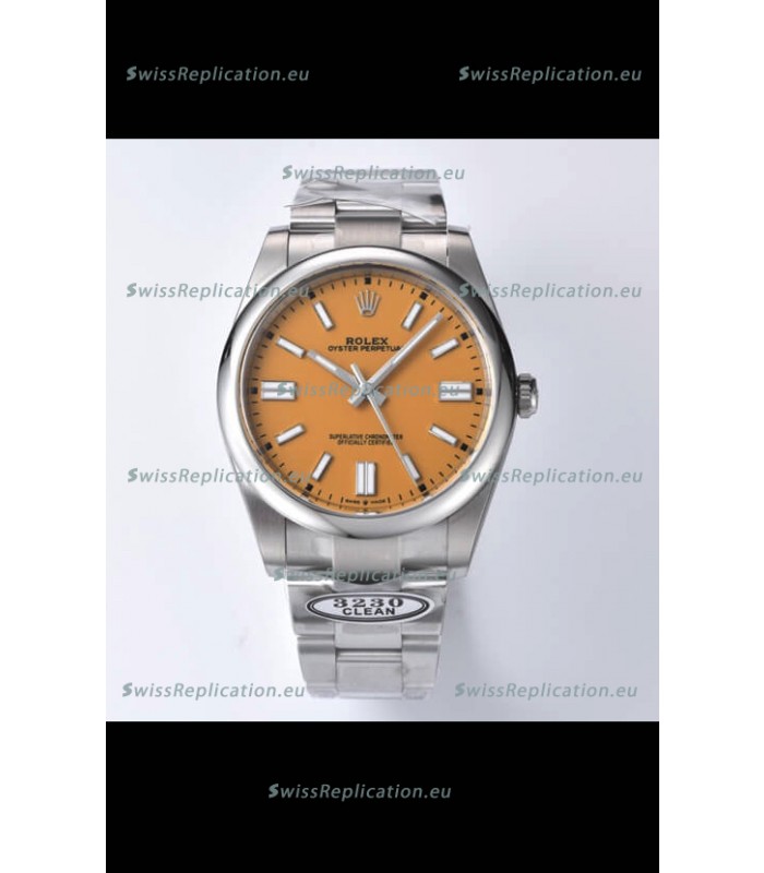 Rolex Oyster Perpetual REF#124300 41MM Cal.3230 Movement Swiss Replica Dark Yellow Dial 904L Steel 1:1 Mirror Replica Watch
