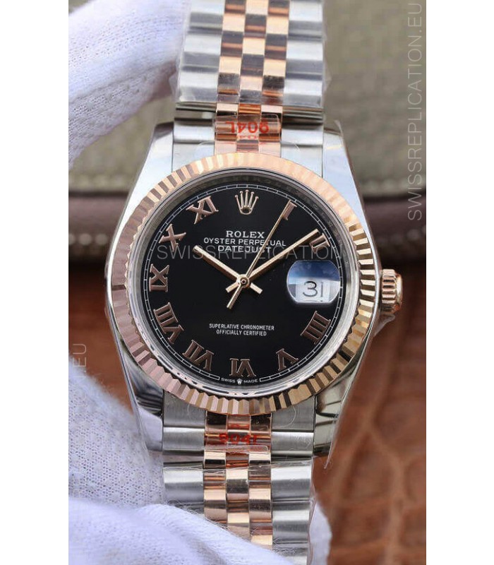 Rolex Datejust 36MM ETA-3135 Movement Swiss Replica in 904L Two Tone Roman Dial