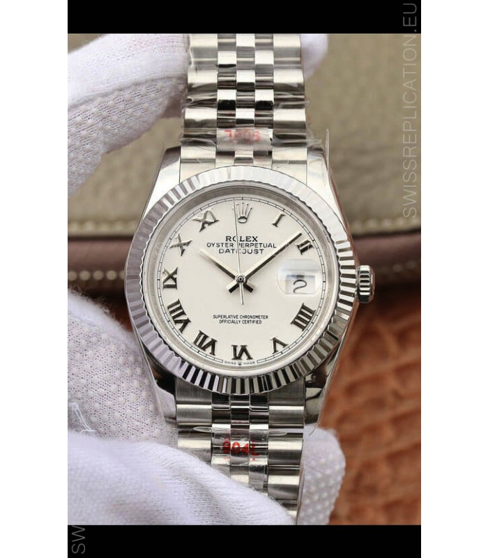 Rolex Datejust 36MM ETA-3135 Movement Swiss Replica in 904L Steel in Black Dial 