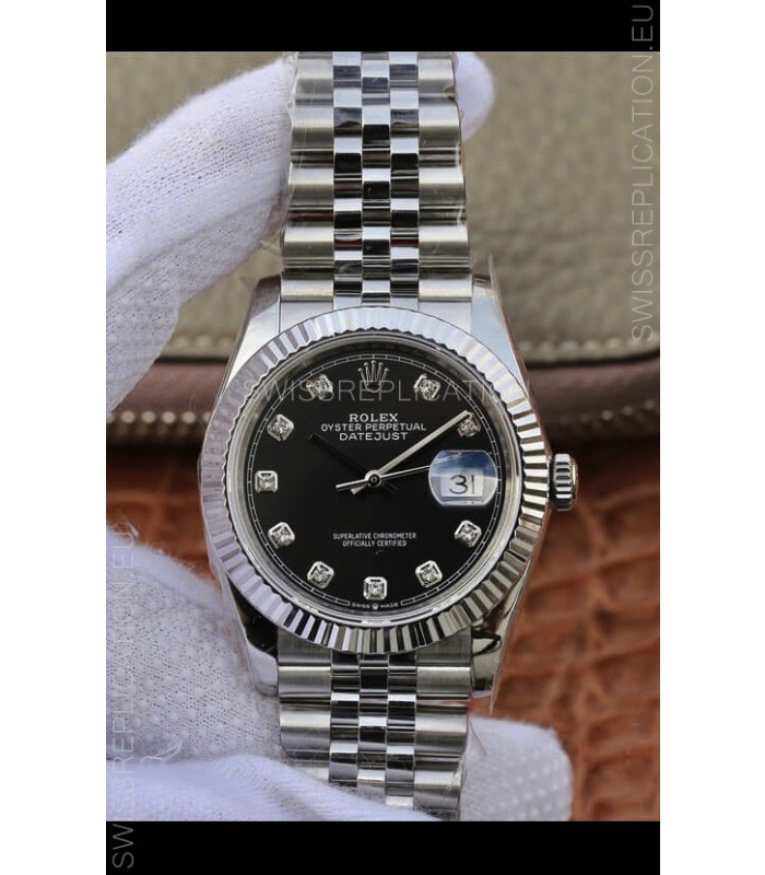 Rolex Datejust 36MM ETA-3135 Movement Swiss Replica in 904L Steel in Navy Blue Dial 
