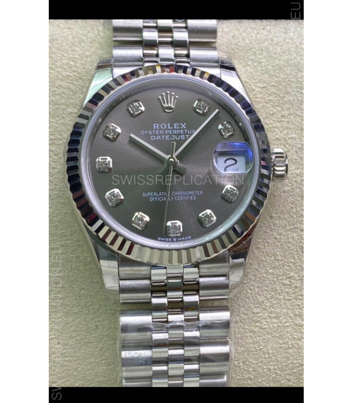 Rolex Datejust 31MM ETA-2671 Movement Swiss Replica in 904L Steel in Grey Dial