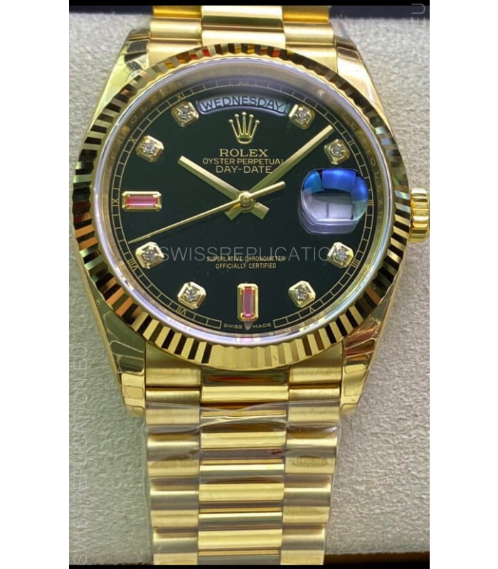 Rolex Day Date 128238 Presidential 18K Yellow Gold Watch 36MM - Black Dial 1:1 Mirror Quality Watch