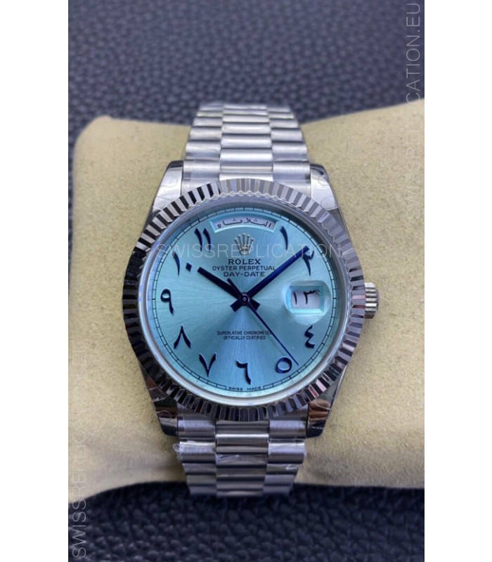 Rolex Day Date Presidential 904L Steel 36MM - Ice Blue Arabic Numerals 1:1 Mirror Quality Watch