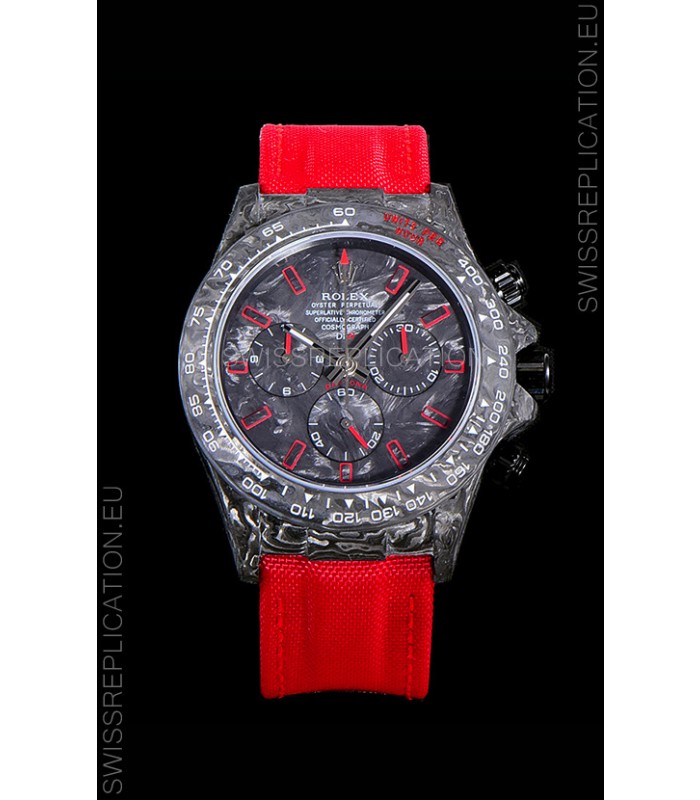 Rolex Daytona DiW Edition "All Black/Red" Forged Cabon Casing 1:1 Mirror Replica