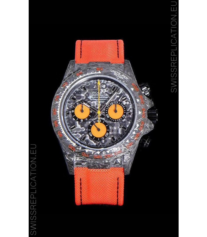 Rolex Daytona DiW Orange Edition Edition Forged Cabon Casing 1:1 Mirror Replica