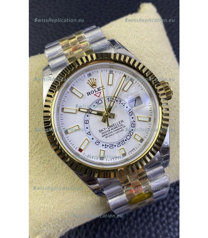 Rolex Sky-Dweller REF# M336933 White Dial Watch in Yellow Gold 904L Steel Case 1:1 Mirror Replica