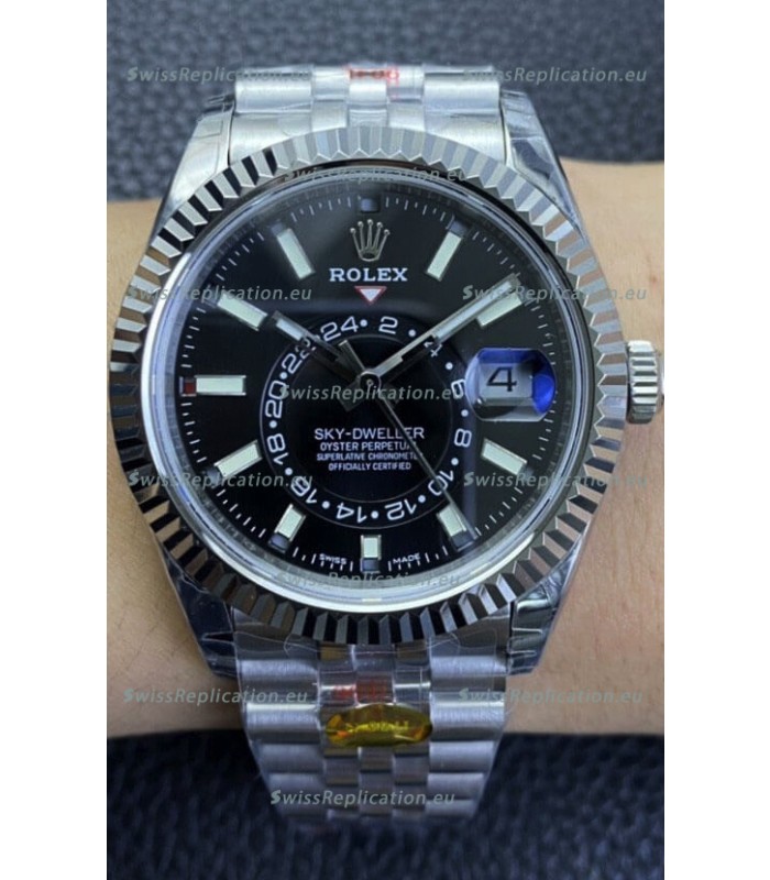 Rolex Sky-Dweller REF# M326934 Black Dial Watch in 904L Steel Case 1:1 Mirror Replica