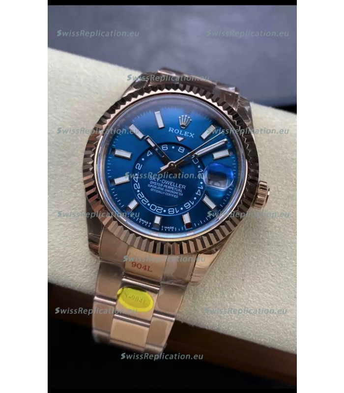 Rolex Sky-Dweller REF# 336935 Blue Dial Watch in Rose Gold 904L Steel Case 1:1 Mirror Replica