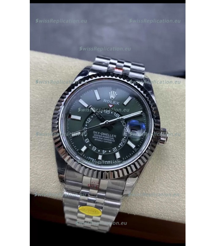 Rolex Sky-Dweller REF# 336934 Green Dial Watch in 904L Steel Case 1:1 Mirror Replica