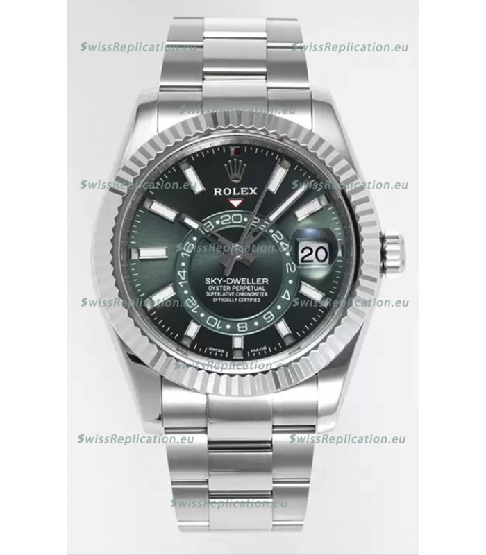 Rolex Sky-Dweller REF #m336934 Green Dial Watch in 904L Steel Case - Super Clone Watch