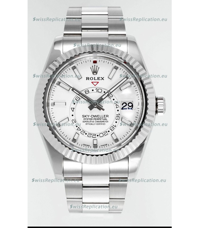 Rolex Sky-Dweller REF #m336934 White Dial Watch in 904L Steel Case - Super Clone Watch