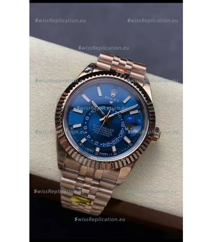 Rolex Sky-Dweller REF# 336935 Blue Dial Watch in Rose Gold 904L Steel Case 1:1 Mirror Replica