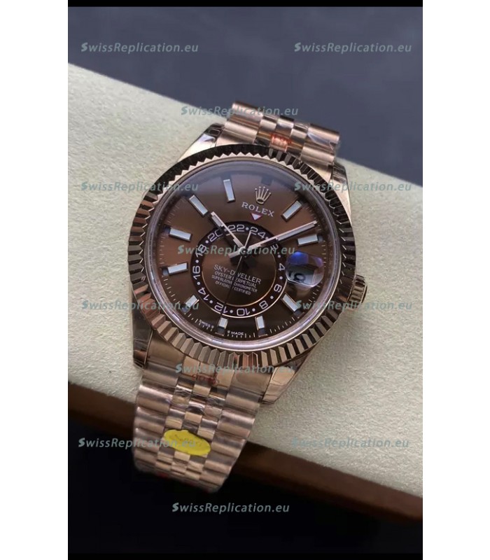 Rolex Sky-Dweller REF# 336935 Brown Dial Watch in Rose Gold 904L Steel Case 1:1 Mirror Replica